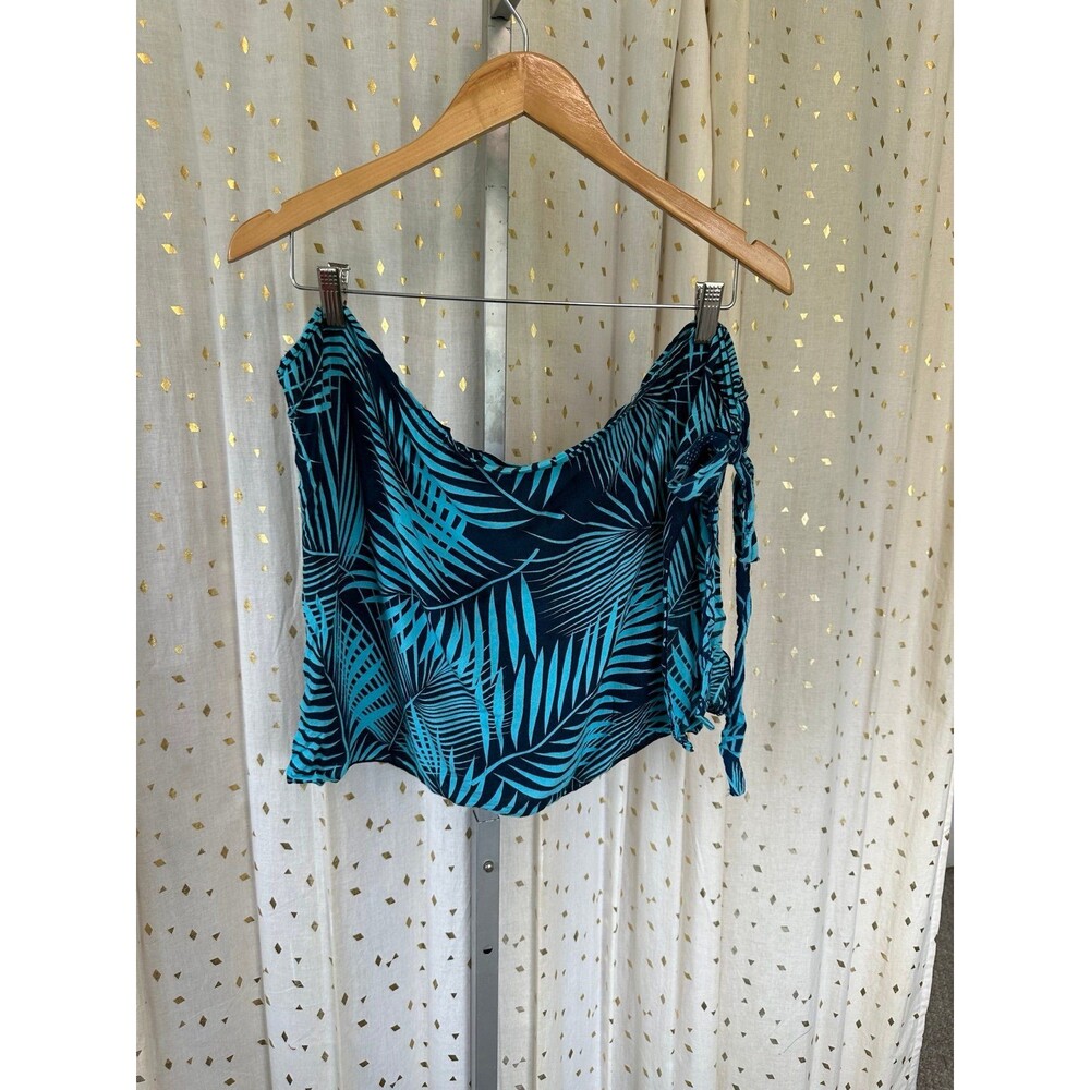 Hula Bay Hawaiian Tropical Leaves Mini Wrap Self Tie Swim Cover Up Skirt OS